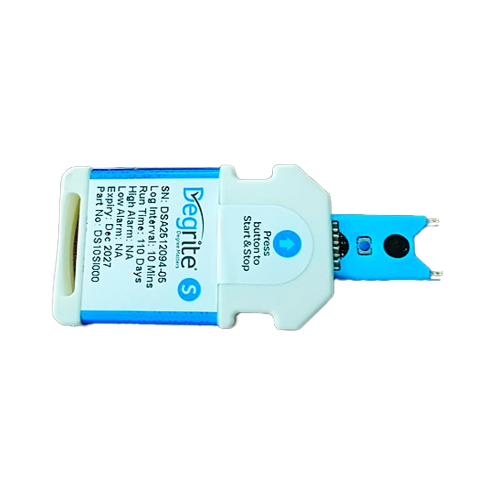 Degrite® Single Temperature Data Logger (DegriteS) – USB Cold Chain Datalogger with Auto PDF/CSV Report, High Accuracy Digital Sensor, Long Battery Life – Ideal for Pharma, Vaccine & Food Monitoring