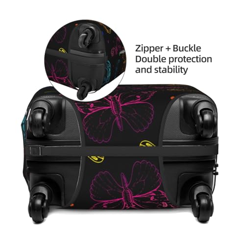 Butterfly Print Luggage Cover For Suitcase,Washable Elastic Travel Suitcase Protector With Zipper Closure And Bottom Buckle – Fits 18-32" Luggage-X-Large2