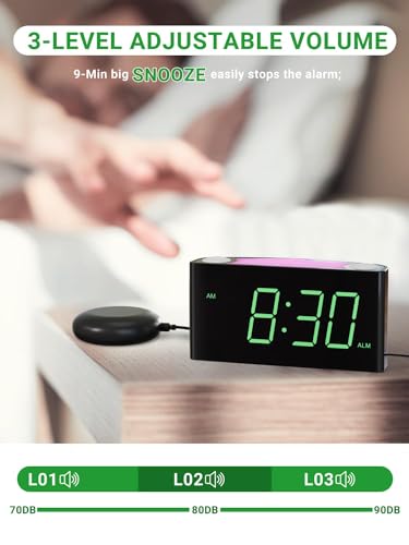 Pplee PPLEE-1008I-GN Extra Loud Vibrating Alarm Clock thumb #6