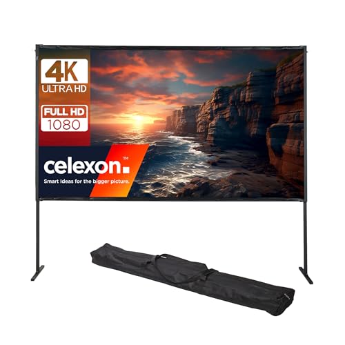 celexon Basic Écran de Projection sur Cadre Mobile 100 | 221x124 cm 16:9 | pour Le Home Cinéma & Projections Plein air | écran 4K transportable Flexible, utilisable Aussi comme écran sur Cadre