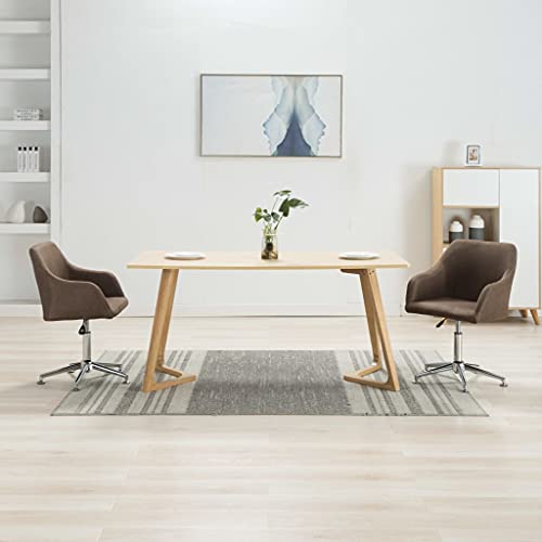 ULUYYUC Modern Swivel Dining Chairs 2 pcs Fabric Upholstered Adjustable Height Brown Ergonomic Design 360-Degree Rotation for Kitchen Living Room Office
