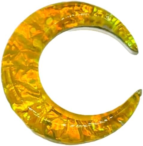 Yellow Opal Glitter Stone Tribal Septum Crescent Pincher – Handmade Stone Body Piercing Jewelry for Septum & Nose