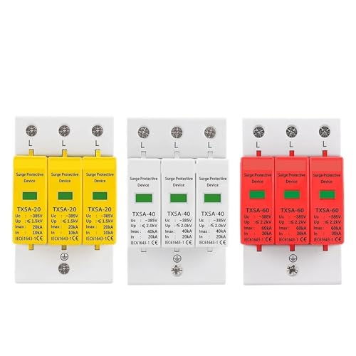 1pc AC SPD 3P 3 Phase 20KA 40KA 60KA 275V 385V 420V House Lightning Surge Protector Protective Low-voltage Arrester Device(385V,