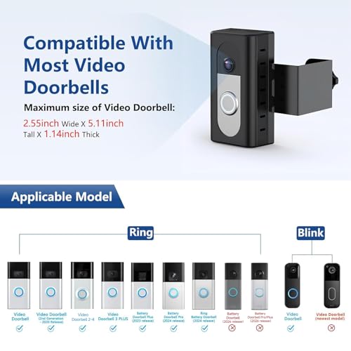 Image of KIMILAR Anti-Theft Video Doorbell Mount Compatible with Ring /Blink Wireless Video Doorbell, Adjustable Mounting Bracket Accessories for Houses, Apartments, Businesses, Not for Blink 2nd Gen