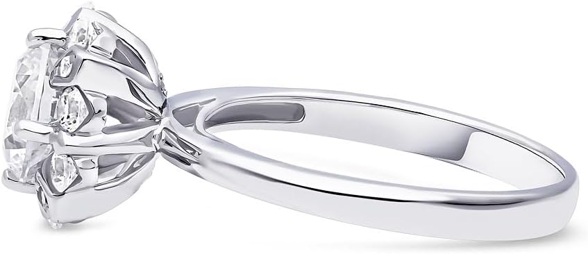 BERRICLE Sterling Silver Halo Wedding Engagement Rings Round Cut Cubic Zirconia CZ Ring for Women, Rhodium Plated Size 4-10