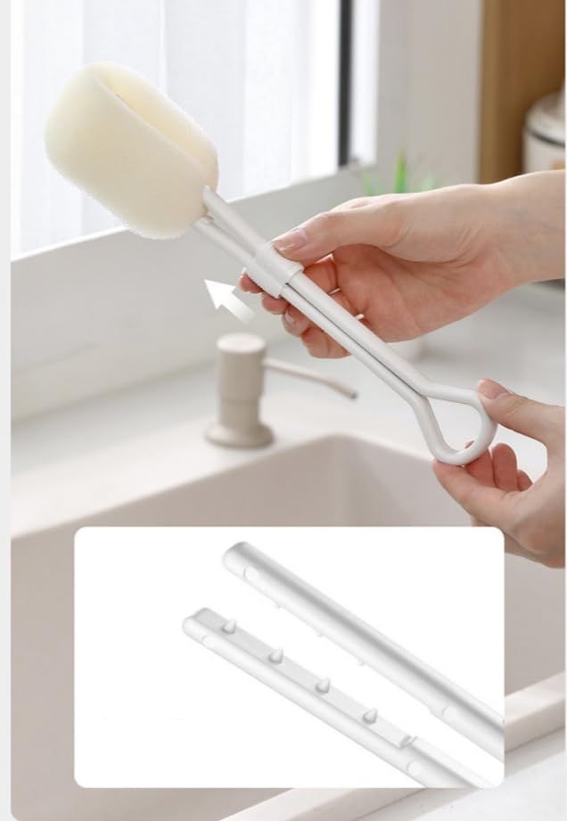 Image of Cleaning Brush‌, Effortlessly Deep-Clean Bottles, Travel Mugs and Glass Jars. Bottle Sponge Brush Cleaning Set Includes 1 Ergonomic Handle + 5 Quick-swap Sponge Heads.