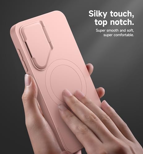 Image of SURITCH for Samsung Galaxy S25+ Plus Phone Case, Magnetic Shockproof Protective Cover with Camera Cover & Adjustable Metal Kickstand for Galaxy S25+ Plus(2025)-Pink