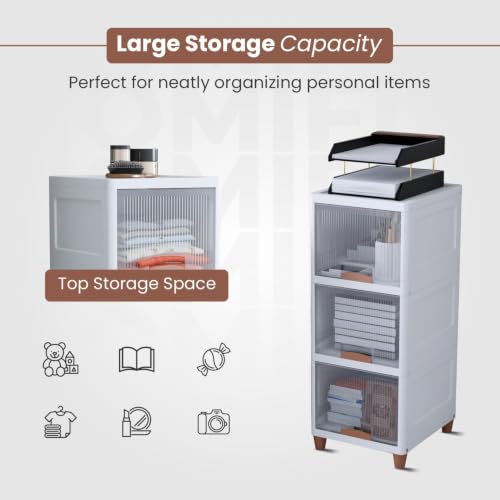 Image of HOMIFLY 2 Tier Kitchen Cabinet Storage Rack /Multipurpose Cupboard for Storage /Modular Kitchen Storage Rack /Almirah for Bedroom /Stackable Plastic Cabinet for Home /Cloth Organizer-(Transparent)
