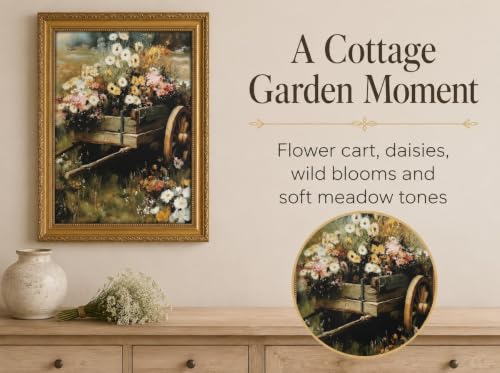 ApexBlume Vintage Wildflower Wooden Cart Framed Wall Art - image 4
