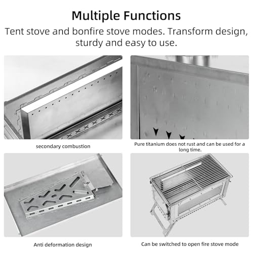 Trekrevive RIDGE Titanium Hot Tent Stove, Portable Folding Tent Wood Burning Stove with Secondary Air Intake, Ultralight Small Wood Stove, Perfect for Backpacking, Hiking, Bushcraft, Winter Camping - Image 2