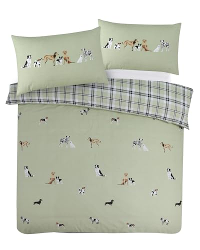 CnA Stores Dogs Paws and Tails Single Double King Duvet Cover GREY Bedding set Easy Care (Single)