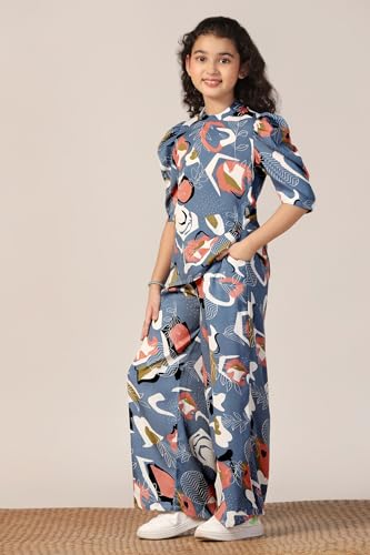 Image of Fashion Dream Girl's Cotton Blend Printed Clothing Set|Casual Wear|Two-Piece Set|Coordinate Outfit for Girl