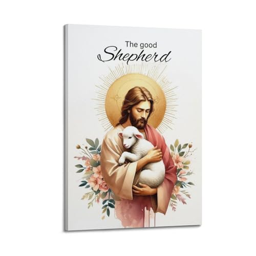 Art mural Jésus est un bon Shepheid toile esthétique 30 x 45 cm encadrée