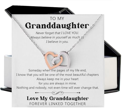 To My Granddaughter Necklace From Grandma Grandpa, Interlocking Heart Necklace, Granddaughter Gifts From Grandma, Grandpa Granddaughter Gift, Gifts For Granddaughter On Birthday, Graduation, Christmas