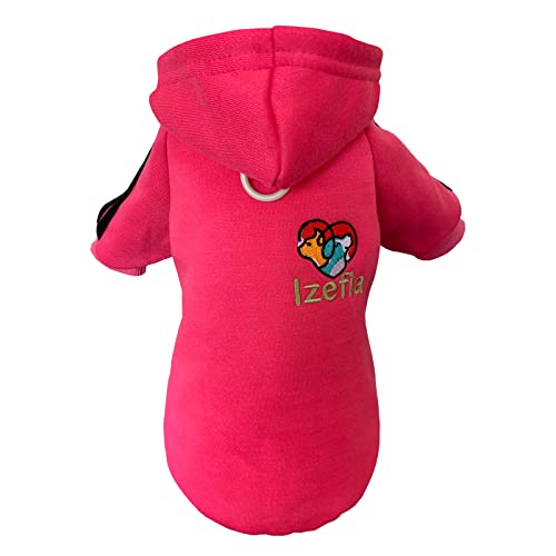 Izefia Dog hoodie Dog Hoodies Clothes Apparel Fleece Dog Sweater Winter Sweatshirt Warm Cotton Loop Basic Dog Hoodie for Small Dog Puppy Cat Magenta XL
