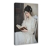 BAKHFTR Wandkunstdruck, viktorianische Frau, lesend, Buchdruck, Leinwand, Poster, Schlafzimmer, Dekoration, Landschaft, Büro, Raumdekoration, Geschenk, 30 x 45 cm