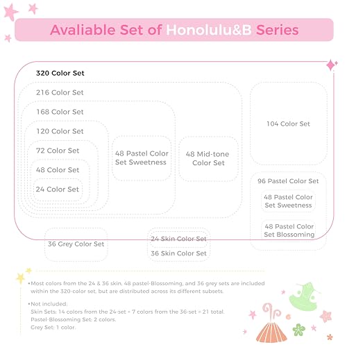 Image of Ohuhu Alcohol Markers Brush Tip-320-color Double Tipped Art Sketch Marker Set for Artists Adults Coloring Illustration-Brush & Chisel Dual Tips-Honolulu Series of Markers - Refillable Ink, Multicolor