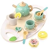 ÄSTHETISCHES DESIGN: Simuliertes Design, kombiniert beliebte Farben und natürliche Elemente, ausgewählte sanfte Farben von Morandi, einzigartiges Teegesprächsset in einer schönen Geschenkbox. Nicht nur ein Holzspielzeug, sondern auch eine perfekte Dekoration.