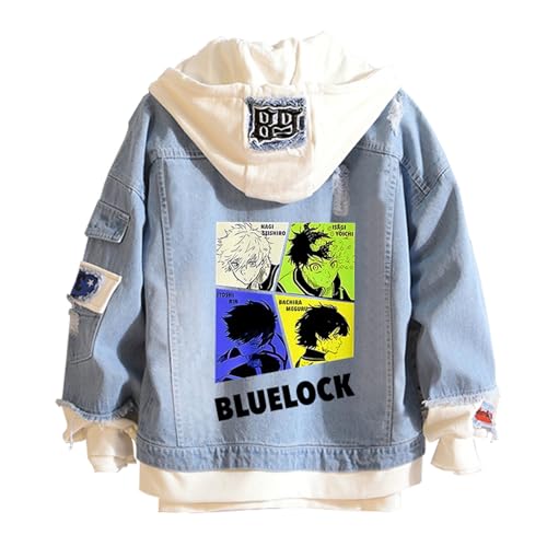 Anime BLUE LOCK Denim Jacket Isagi Yoichi Hoodie Jeans Sweatshirt Hooded Sweater Pullover
