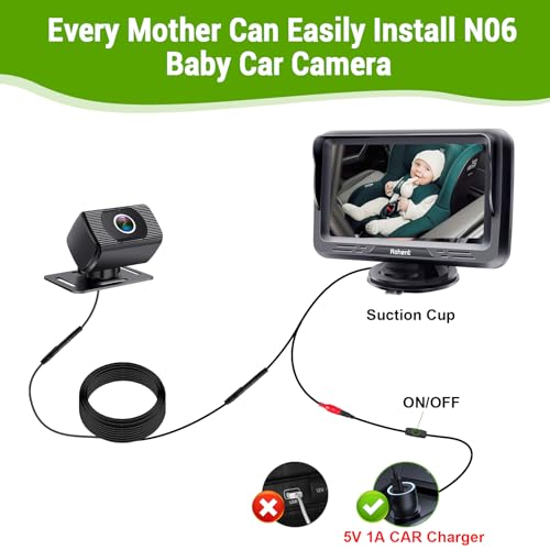 Image of Rohent Car Camera for Baby USB: Plug and Play Easy to Install Crystal Night Vision Wide View Angle for Newborn Infant Safety