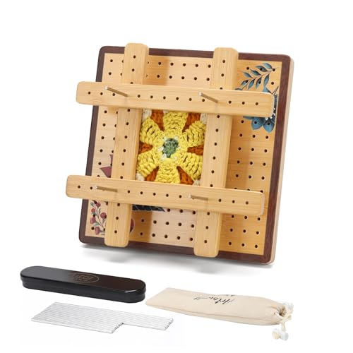 Image of 7.8 inchCrochet Blocking Board - Upgraded Style with 4 Tension Rods and 20 Pegs - Blocking Boards for Crochet Projects, Ideal for Granny Square Card Deck Users(Crimson)