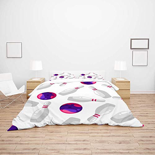 Housse de couette boules de bowling blanc parure lit simple polyester taie d'oreiller