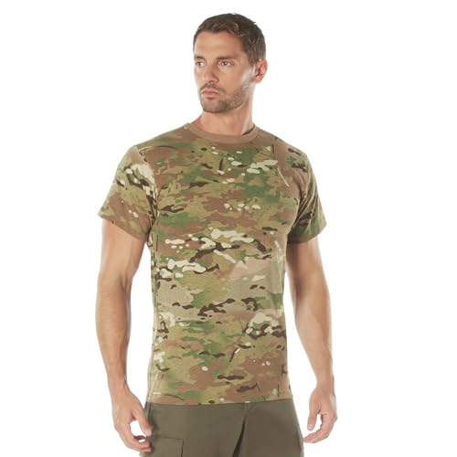 Image of Rothco Camo T-Shirt | Men's Short Sleeve Camouflage Crew Neck Base Layer Rugged Outdoor Hiking Workout Gym Tee Shirt