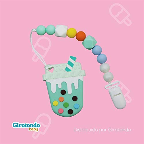 Mordedor de Silicone Sorvete com Prendedor Girotondo Baby, Girotondo Baby, Verde, Tamanho Único