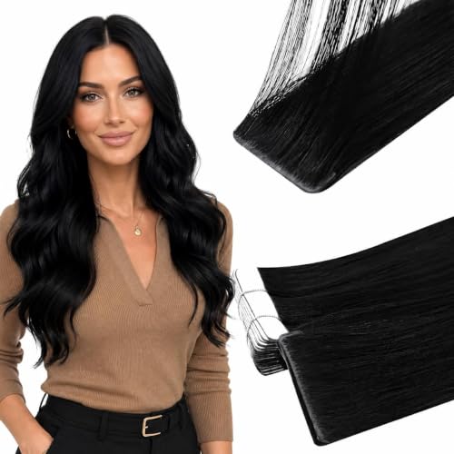 Image of Full Shine Injected Hair Extensions, Jet Black, 14 Inch