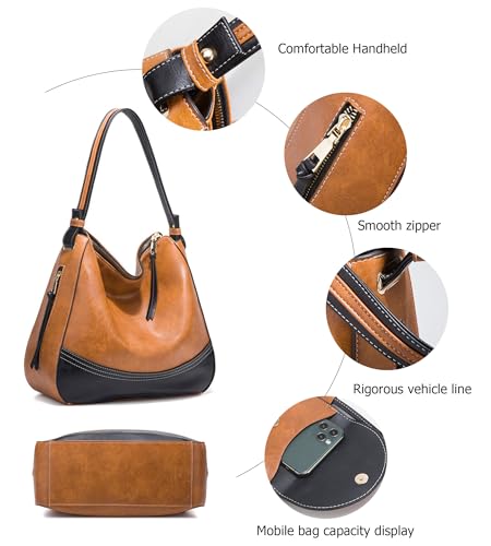 Image of myfriday 4 pcs Large Faux Leather Hobo Bag Set, Crossbody Card Purse Women | Oversized tote, crossbody, phone pouch and card purse keep daily essentials coordinated for travel and boho styling