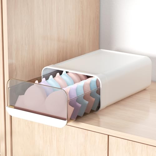 El Mejor Listado de Cajones de Plastico para Ropa . 43 Miaocona - Organizador de ropa interior con cajón, 1 compartimento de plástico, apilables, para brasieres, calcetines, bufandas, corbatas y cinturones (tamaño king, blanco, 1...