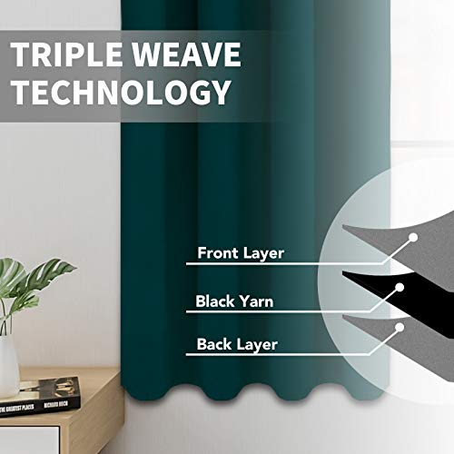 Image of Easy-Going Blackout Curtains for Bedroom, Solid Thermal Insulated Grommet and Noise Reduction Window Drapes, Room Darkening Curtains for Living Room, 2 Panels (52x84 in,Deep Teal)