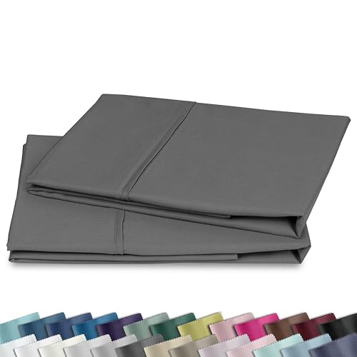 Image of California Design Den Standard Queen Size Pillowcase Set - 400 Thread Count, 100% Cotton Sateen, Set of 2 Pillow Covers, Soft and Breathable - Grey