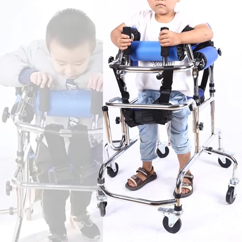 YQCXG Andador para niños con parálisis cerebral, altura ajustable, marco de acero al carbono, equipo de asistencia para discapacitados, adecuado para altura de 80 a 120 cm