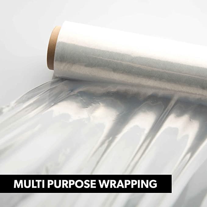 18" Stretch Film/Wrap 1500 feet 7 Layers 80 Gauge Industrial Strength up to 300% Stretch Clear Cling Durable Adhering Packing Heavy Duty Shrink Film, Thick Plastic Packing Wrap– Clear 4 Pack