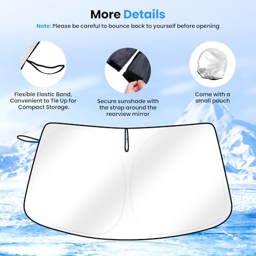Image of Canvcle Windshield Sun Shade for 2021-2025 2026 Genesis GV80 Accessories Upgraded Double-Layer Front Window Sunshade Cover Sun Visor Protector Foldable Block UV Rays Keep Vehicle Cool
