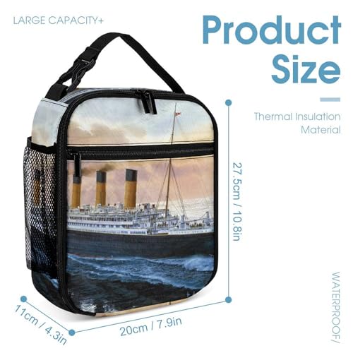 Retro Titanic Famous Old Historic 3 Piece Backpack Set Cute Travel Daypack Set with Lunch Bag Pencil Case for Men Women4
