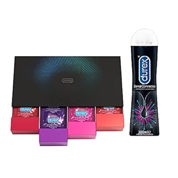 Durex Love Collection Mix di Preservativi Con Rilievi e Nervature, Sottili e Aromatizzati, 30 Profilattici e Durex Gel Eternal 100ml, lubrificante a base siliconica