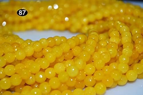 Perles de jade quartz jaune 6mm de qualité supérieure en fil 14" - 2