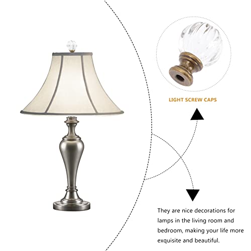 Image of Uonlytech Glass Lamp Shade of 2 Lamp Finials, Pumpkin Crystal Glass Lamp Finial lamp finials Screw knob lamp Finial for lamp Shade Shaped Glass Ceiling Decor