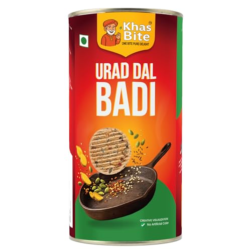 KhasBite Urad Dal Badi Traditional Indian Lentil Nuggets Made from Split Black Gram Ready to Cook Ingredient for Curry Sabzi Fry Cooking Pack in Sealed Tin Container Hygienic Packaging 150g Pack 3