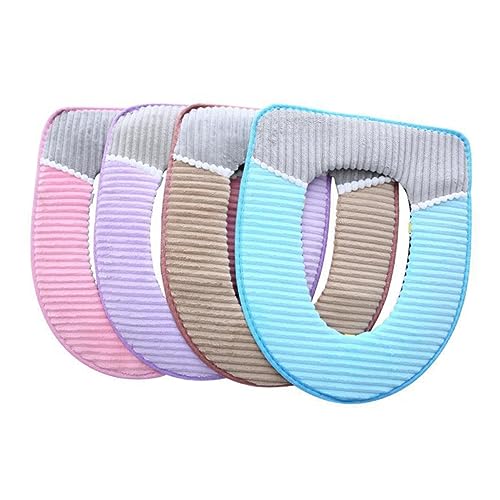 Cabilock Warm Toilet Seat Round Padded Seat Pad Waterproof Corduroy Stripe Home Decor Thickened Cushion for Winter Random