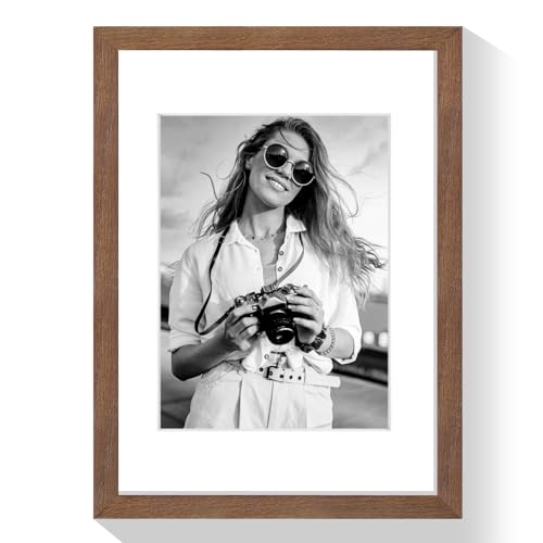puthiac 9x12 Oak Wood Picture Frams - Minimalist 9x12 Oak Wood Frames, 9"x12" Picture Frame Wood, Natural Solid Wooden Picture Frames for Wall Art Photo and Prints(1 Pack, Walnut)