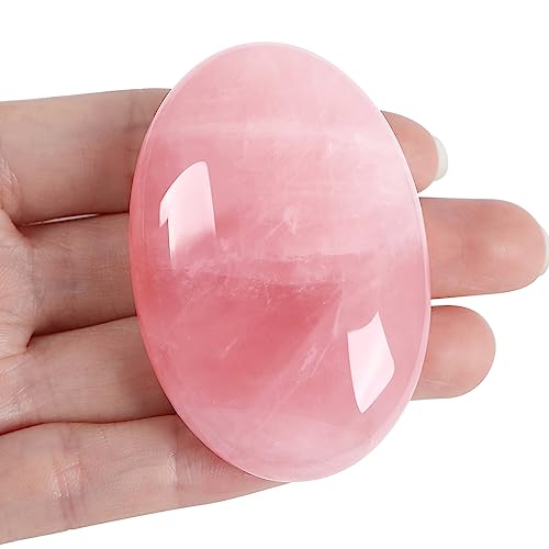 XIANNVXI 2.4' Large Rose Quartz Crystal Stone Polished Palm Healing Gemstone 0.7' Thick Pocket Worry...