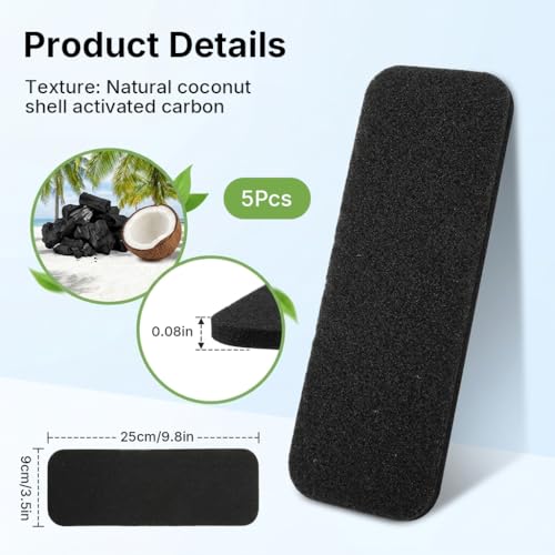 Image of HASTHIP 5 Pack Ceiling Fan Filters Activated Coconut Shell Carbon Air Purifier Pads Unscented Dust and Allergen Capture for Household Ceiling Fans Black