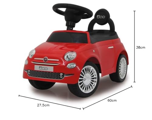 JAMARA 460326 - Rutscher FIAT 500 rot - offiziell lizenziert, Kofferraum unter der Sitzfläche, Schub- und Haltegriff, Verschiedene Sounds, Hupe, originalgetreue Optik, wertige Verarbeitung