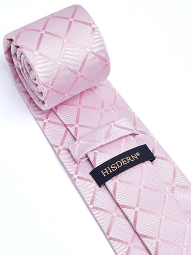 Image of HISDERN Mens Ties Solid Color Tie and Pocket Square Set Classic Woven Formal Neckties & Handkerchief Wedding Party