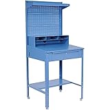 Global Industrial Shop Desk w/Pigeonhole Compartments, Pegboard Riser w/Shelf, 34-1/2