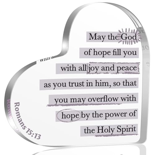 Romans 15:13 Christian Bible Verses Acrylic Plaque Gifts for Women, Inspirational Indoor Decorations for Home Desk Livingroom Bedroom, Birthday Gifts for Friends