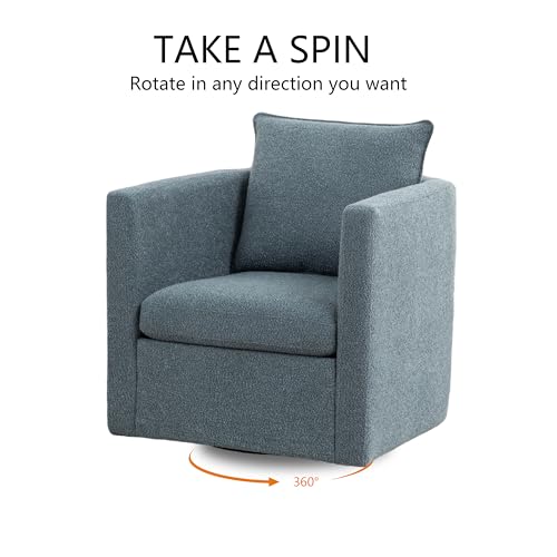 Sillón giratorio moderno azul con cojín mullido miniatura 3